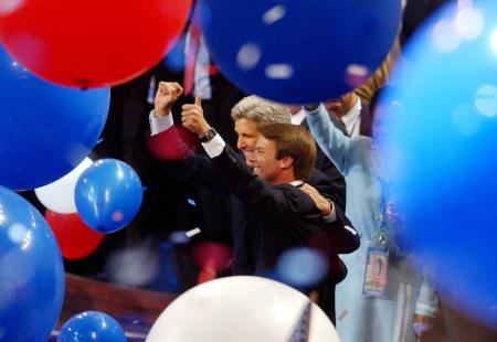 Presidential candidate John Kerry with running mate John Edwards at the 2004 Democratic National Convention